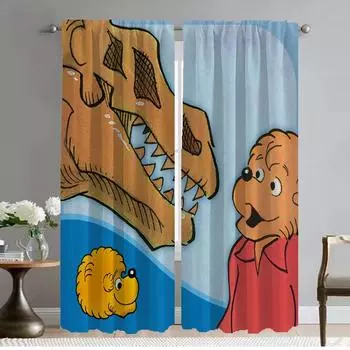 Berenstain Bears Curtains Child Room Home Interior Curtains for Camera Window Curtain for Room 2 Panel Halloween Decoration W50xH70cmx2pcs-CL