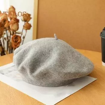 Берет, однотонный высокоэластичный супермягкий легкий утолщенный декоративный полиэстер, осенне-зимний женский берет, теплая шапка, повседневная одежда