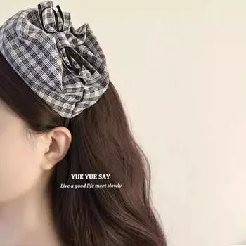 Beret Plaid Formal Hat Headband Half Hat Bow Hair Hoop Sweet Top Hat Hairband Party