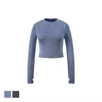 Berisi All Tension Top Ribbed Long Sleeve Fade Blue FREE