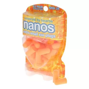 Беруши Hearos Nanos Tiny NRR 28, 12 пар, оранжевые (5890)
