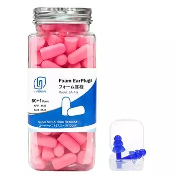 Беруши LYSIAN Soft Foam, 60 пар, беруши для предотвращения шума, без шнура, розовые, для учебы/сна/строительства (розовый)