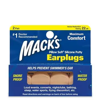 Беруши Mack s Pillow Soft, оригинальный силикон, 2 шт.