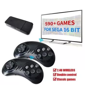 Беспроводная 16-битная игровая консоль MD Wireless Retro для Sega Genesis, игровая приставка, совместимая с HDMI, 590 игр для Sega Mini/Mega Drive