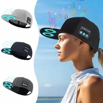 Беспроводная аудио шапка Bluetooth 5.4 с двумя динамиками для занятий спортом на открытом воздухе, музыкальная кепка с козырьком чёрный