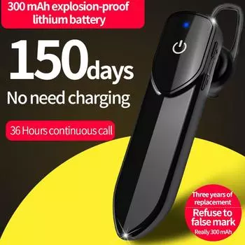 Беспроводная Bluetooth-гарнитура Бизнес-гарнитура Hands Free с длительным режимом ожидания V5.0 Наушники Водонепроницаемые спортивные наушники с микрофоном для вождения