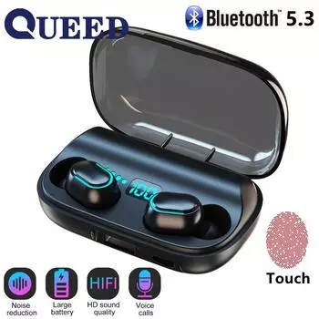 Беспроводная Bluetooth-гарнитура TWS Touch Number Ранее стереозвук Спортивные наушники чёрный