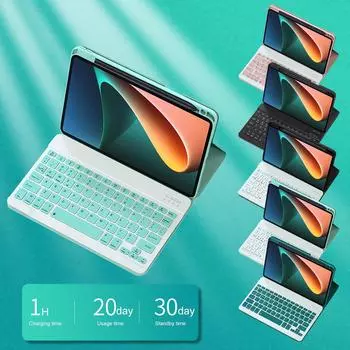Беспроводная Bluetooth-клавиатура для Mipad Pad5 Mi Pad 5 Pro, кожаный чехол с умной магнитной подставкой, принципиально чёрный