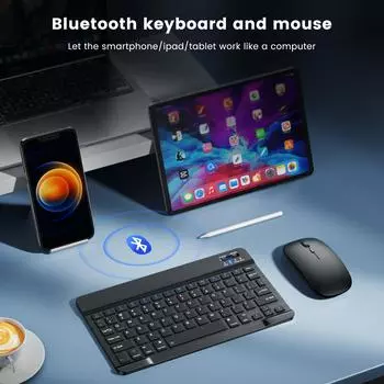 Беспроводная Bluetooth-клавиатура и мышь, мини-клавиатура для Ipad, испанские колпачки для клавиш, 10 дюймов для планшета Ipad Pro 12 9 Air 4 S6 Lite 10 in Russian Set-Russian Federation