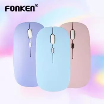 Беспроводная Bluetooth-мышь Fonken 2,4 ГГц, двухрежимная перезаряжаемая мини-бесшумная USB-мышь для Macbook, Samsung, аксессуары для ноутбуков и ПК чёрный