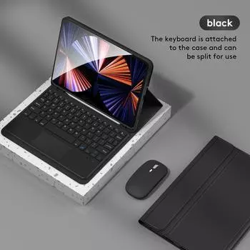 Беспроводная BT-клавиатура USB-клавиатура с защитным чехлом из искусственной кожи для планшета, совместимого с iPad 10 model чёрный