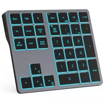 Беспроводная цифровая клавиатура с подсветкой, Bluetooth, цифровая клавиатура, RGB, перезаряжаемая, 34-клавишная цифровая клавиатура, внешняя цифровая клавиатура, ввод данных