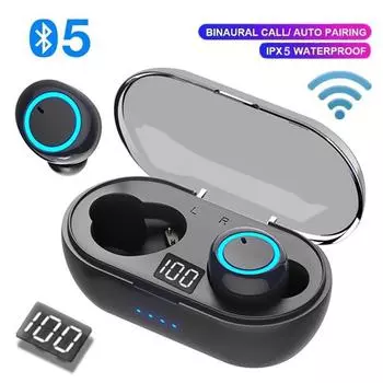 Беспроводная гарнитура-вкладыш Bluetooth 5.0 Стерео TWS-гарнитура Беспроводная гарнитура Спортивные наушники NO LED