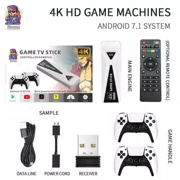 Беспроводная игровая консоль GT68, выход на телевизор 4K HDMI, двойной беспроводной контроллер 2.4G, версия 64G/128G, ретро-джойстик 64G