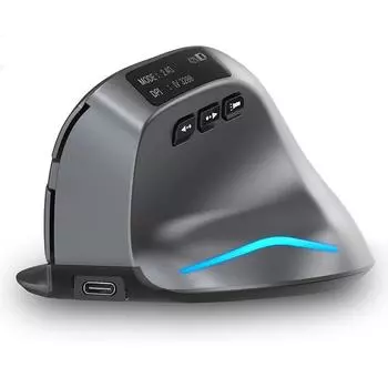 Беспроводная игровая мышь Перезаряжаемая Bluetooth-мышь со светодиодным экраном 2,4 ГГц/Bluetooth, беспроводная игровая мышь 3200 точек на дюйм для ноутбука, ПК серый