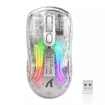 Беспроводная игровая мышь прозрачная двухрежимная 2.4G Bluetooth 3D RGB подсветка беспроводная компьютерная мышь для ноутбука ПК Mac чёрный