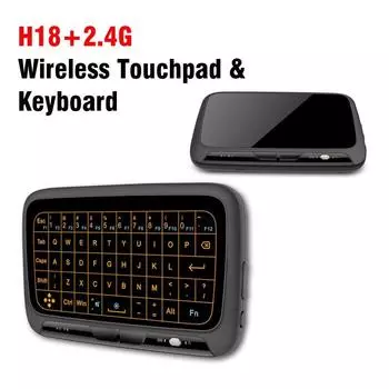 Беспроводная клавиатура с мини-подсветкой 2,4 ГГц H18 + USB, полный сенсорный экран, воздушная мышь, деловая офисная клавиатура чёрный