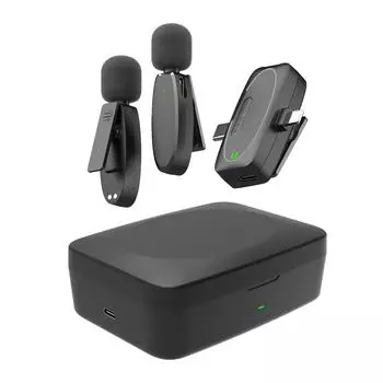 Беспроводная микрофонная система One-Trigger-Two 2.4G, микрофон-петличка для телефона, всенаправленный мини чёрный