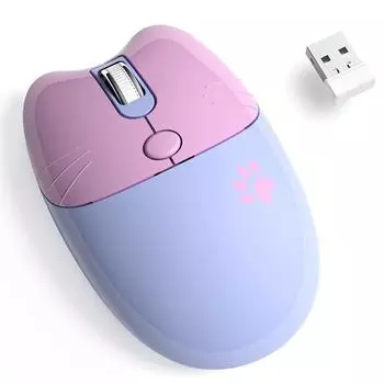Беспроводная мышь Bluetooth + 2,4G, милая бесшумная компьютерная мышь с USB-приемником, 3 регулируемых разрешения, портативная мобильная беспроводная мышь only 2.4G Milk Tea