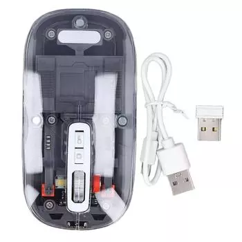 Беспроводная мышь Bluetooth BT1 BT2, 2,4 ГГц, 3 режима, бесшумная, с регулируемым разрешением, перезаряжаемая прозрачная мышь серый