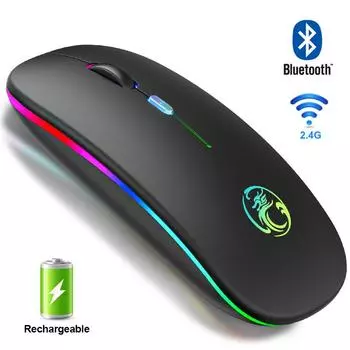 Беспроводная мышь Bluetooth мышь Беспроводная компьютерная мышь RGB перезаряжаемая эргономичная светодиодная подсветка Mause бесшумные мыши для портативных ПК Wireless Silver B