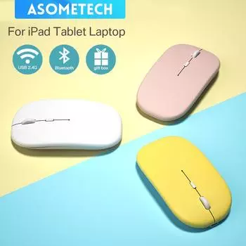 Беспроводная мышь для iPad Pro 12,9 11 Air Mini Silent PC Mause, перезаряжаемая мышь Bluetooth для Samsung Xiaomi Tablet белый
