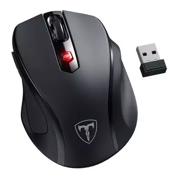 Беспроводная мышь HOTWEEMS, компьютерная мышь D-09, беспроводная USB-мышь для ноутбука, эргономичные ручки, скорость света, 5 уровней, 2400 точек на дюйм, 6 чёрный