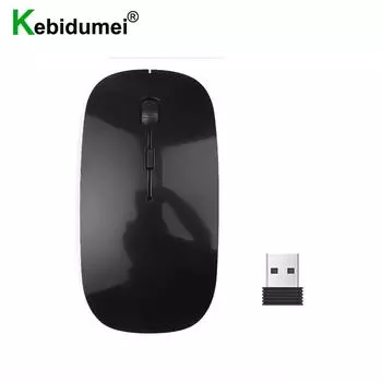 Беспроводная мышь USB 2,4 ГГц с приемником, оптическая игровая мышь, ультратонкая, тонкая для Mac, компьютера, ноутбука белый