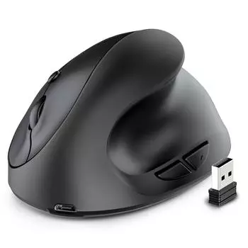 Беспроводная мышь, вертикальная игровая USB-зарядная мышь, компьютерная мышь, эргономичная вертикальная мышь для ПК, ноутбука, домашней работы Battery( not included чёрный