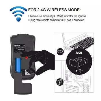 Беспроводная трехрежимная мышь Bluetooth 3,0/5,0, перезаряжаемая игровая мышь, 2,4 г, портативная розовая мышь, бесшумная игровая мышь с двойным режимом Pink 2 modes