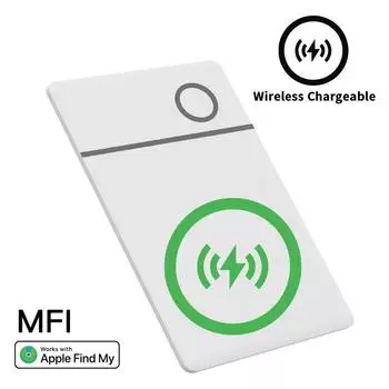 Беспроводная зарядка iCard Bluetooth Глобальный трекер местоположения на основе Apple Find My Smart Card Locator Wallet Tag Finder Siri Voice