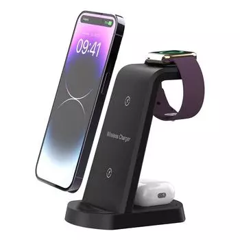 Беспроводная зарядная станция 3 в 1 для iphone 11/12/13/14 / pro / max / xr / x / 8, iwatch