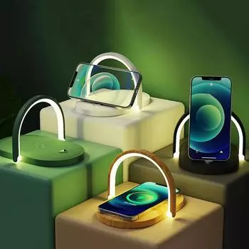 Беспроводное зарядное устройство для быстрой зарядки для Iphone 14 13 12 11 Pro Max 15 Вт, зарядные устройства для Samsung S21 S20 S10 S9, держатель для мобильного телефона, лампа as picture белый