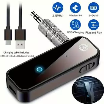 Беспроводной адаптер 5.0, 3,5 мм Aux Dongle, беспроводной приемник 2 в 1 для ТВ-аудио, проектора, ПК, наушников, автомобиля чёрный