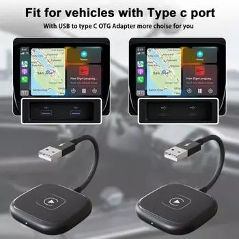 Беспроводной адаптер CarPlay. Easy Plug Play. Квадратная установка. Черный. Идеальный, эффективный Carplay.