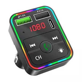 Беспроводной автомобильный комплект громкой связи Bluetooth, автомобильный FM-передатчик, дополнительный модулятор, ЖК-дисплей, MP3-плеер, зарядное устройство с двумя USB-портами чёрный