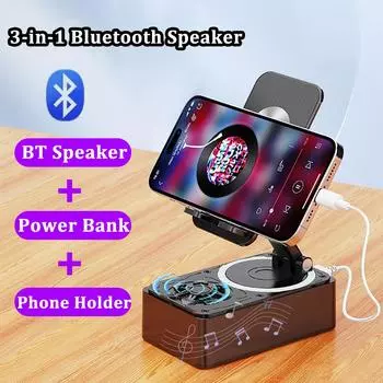 Беспроводной Bluetooth-динамик 3 в 1 + внешний аккумулятор 1200 мАч + складная подставка для телефона, настольная противоскользящая поддержка мобильного телефона для видеоконференций в прямом эфире Type B