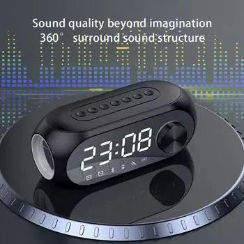 Беспроводной Bluetooth-динамик со светодиодным дисплеем, будильник большой громкости, FM-радио, TF-плеер, звуковая коробка, телефон, компьютер белый