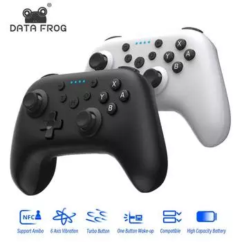 Беспроводной Bluetooth-контроллер DATA FROG для Nintendo Switch, джойстик, геймпад, поддержка NFC, 6-осевой гироскоп для Nintendo Switch/OLED/Lite чёрный
