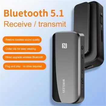 Беспроводной Bluetooth-приемник-передатчик NFC BT5.1, автомобильный Bluetooth-комплект, зажим для ошейника, стереозвук, функция фотографирования TF чёрный