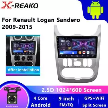 Беспроводной CarPlay Android Auto Radio для Renault Logan 1 Sandero 2009-2015 Автомобильный мультимедийный проигрыватель 2Din Autoradio 4 core 1GB+32GB carplay