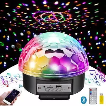 Беспроводной диско-шар, вечеринка, огни, Bluetooth-динамик, 9 цветов, TF-карта, MP3-плеер, звуковая активация, светодиодная лампа для диджея, свадебная вечеринка, бар KTV чёрный
