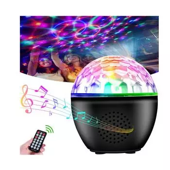 Беспроводной мини-динамик Bluetooth, хрустальный магический шар, светодиодный диско-светильник, красочный атмосферный свет, танцевальная настольная лампа USB Plug чёрный