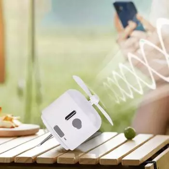 Беспроводной мини-потолочный вентилятор с подсветкой USB Power Bank вентилятор-охладитель портативный кемпинговый палаточный вентилятор для туманообразования в помещении и на открытом воздухе белый