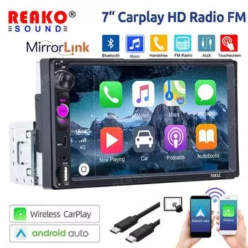 Беспроводной проводной Android Auto CarPlay MP5-плеер одиночный 1 Din 7-дюймовый автомобильный радиоприемник с резервной камерой заднего вида Bluetooth стерео