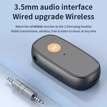 Беспроводной стерео музыкальный адаптер, совместимый с Bluetooth, 5.3-дюймовый приемник с микрофоном, 3,5-мм аудиоразъем Aux