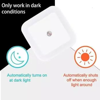 Беспроводной светодиодный ночник Mini EU Plug Light Control Sensor Детская комната Детская спальня Украшение Полуночный трехцветный свет