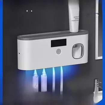 Беспроводной USB-стерилизатор для зубных щеток с УФ-излучением и держатель для хранения серый