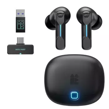 Беспроводные игровые наушники Middle Rabbit SW5 с 20 мс Low Dongle Bluetooth Dual Mode 4, совместимые с ПК PS5 PS4, настольным компьютером VR 2.4G, микрофоном,