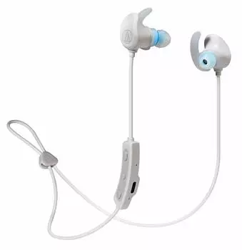Беспроводные наушники Audio Technica SONICSPORT с Bluetooth-пультом ДУ в комплекте, белые, белые, водонепроницаемые, со спортивным управлением и микрофоном ATH-SPORT60BT